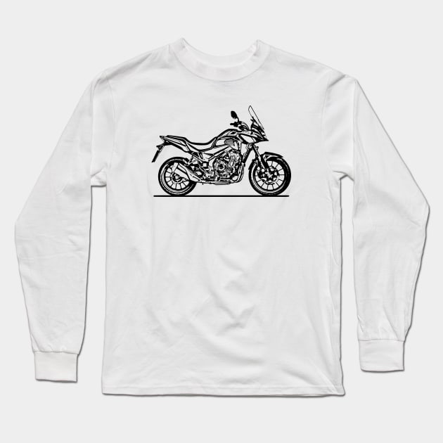 CB500X Motorcycle Sketch Art Long Sleeve T-Shirt by DemangDesign